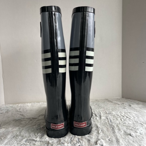 Tommy Hilfiger Black Rubber Rain Boots Women size 6M - Picture 11 of 16